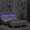 vidaXL Bed Frame with LED White 53.94 x 74.80 in Engineered Wood