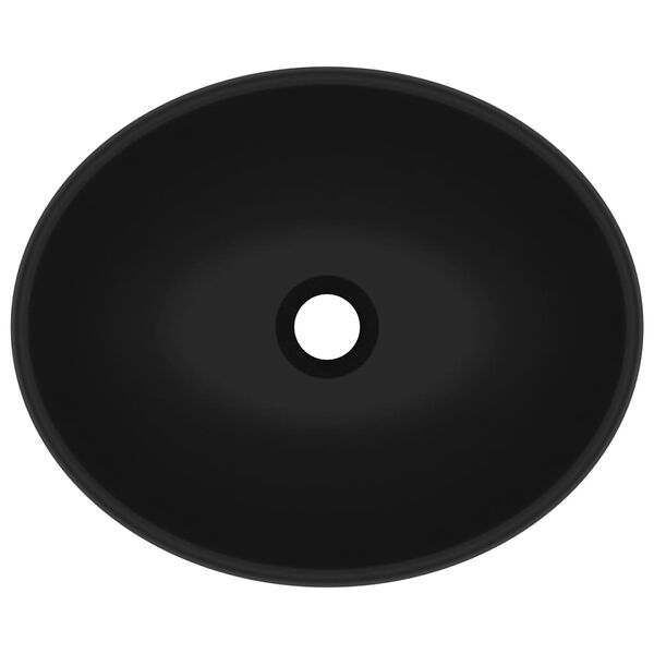 vidaXL Luxury Basin Oval-shaped Matt Black 15.7x13.0" Ceramic