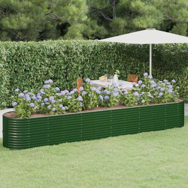 vidaXL Garden Raised Bed Green Powder-coated steel Extra Large Durable