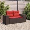 vidaXL Patio Sofa with Cushions 2-Seater Brown Poly Rattan