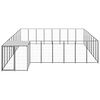 vidaXL Dog Kennel Black and Silver Grey PE Roof, Powder-Coated Steel Frame