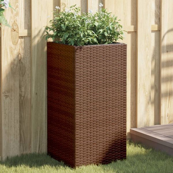 vidaXL Garden Planter Brown Poly Rattan Medium Durable Garden Planter
