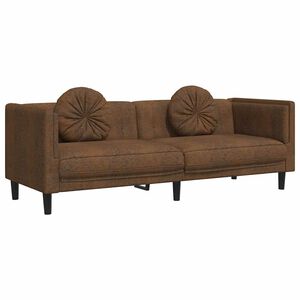 vidaXL Sofa Brown Faux suede leather (100% polyester), plywood, solid wood
