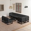 vidaXL Garden Lounge Set Black Solid pine wood Large Modular