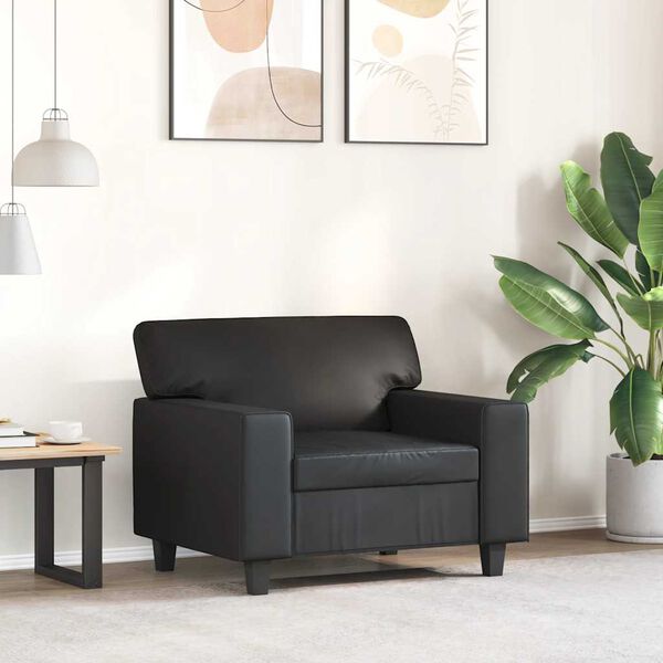 vidaXL Sofa Chair Black Faux leather Large Sofa Chair Rectangular