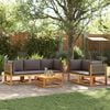 vidaXL Garden Sofa Set Grey Solid acacia wood, PE rattan, Polyester fabric