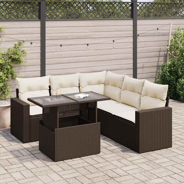 vidaXL Garden Sofa Set Brown, Cream White