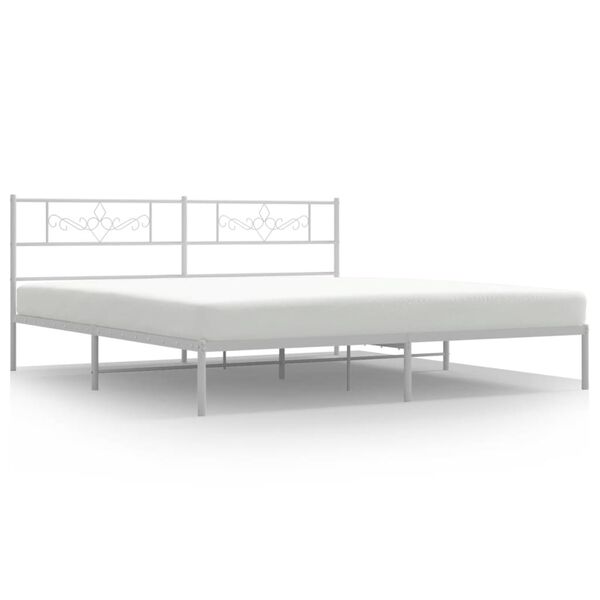 vidaXL Bed Frame White Powder-Coated Steel 79 x 79 in Bed Frame