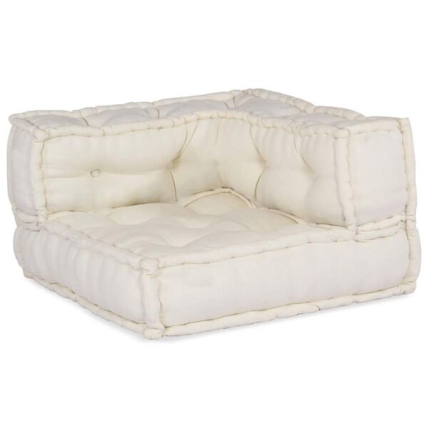 vidaXL Pouffe Cream 100% Cotton Medium Modular Pouffe Rectangular