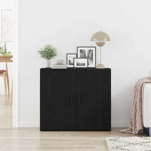 vidaXL Sideboard Black Oak 31.50 x 12.99 x 27.56 in Engineered Wood