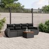 vidaXL Garden Sofa Set Black PE Rattan Large UV-resistant materials