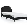 vidaXL Bed Frame Black Faux leather, metal, solid pine wood, plywood