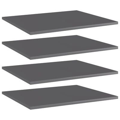 vidaXL Bookshelf Boards 4 pcs High Gloss Gray 23.6"x19.7"x0.6" Engineered Wood