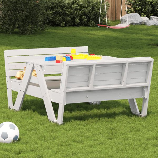 vidaXL Picnic Table White Solid pine wood Standard kid size Picnic Table