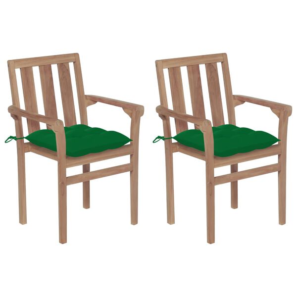 vidaXL Patio Chair Set of 2 Teak Solid Teak wood Standard Stackable