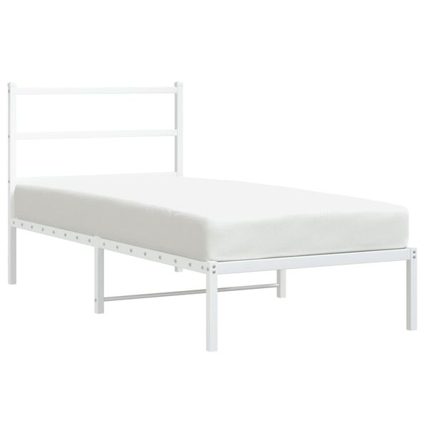 vidaXL Bed Frame White Powder-Coated Steel 90x190 cm Single Bed Frame