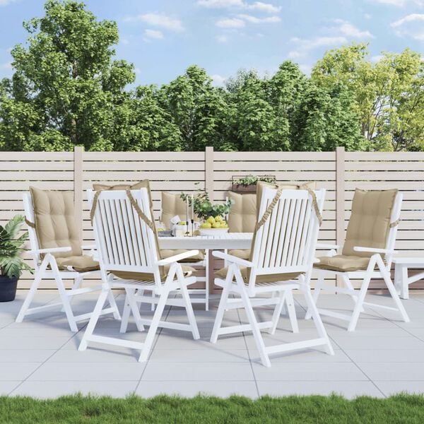 vidaXL Highback Chair Cushion Set of 6 Beige