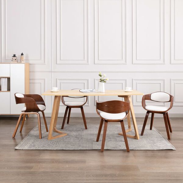 vidaXL Dining Chair Set of 4 White Faux leather Standard Ergonomic