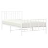 vidaXL Bed Frame White Steel Twin Bed Frame Rectangular Modern