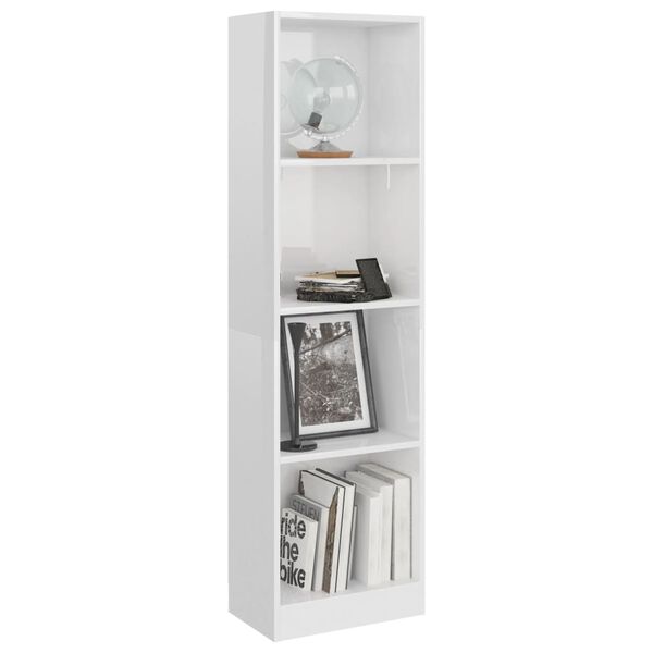 vidaXL Book Cabinet High gloss white Engineered wood Tall Book Cabinet