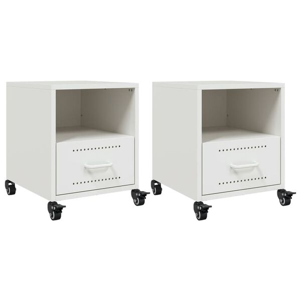 vidaXL Bedside Cabinet Set of 2 White Cold-rolled steel Standard