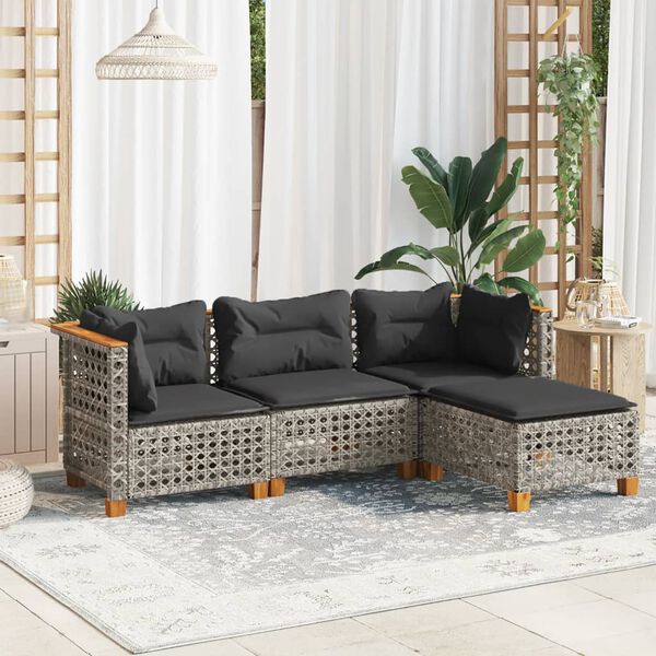 vidaXL Garden Sofa Set Grey, Dark Grey