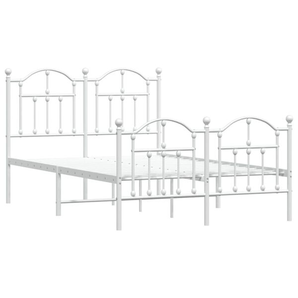 vidaXL Bed Frame White Powder-Coated Steel Full Bed Frame Rectangular