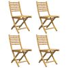 vidaXL Garden Chair Set of 4 Natural Bamboo Bamboo Compact Foldable