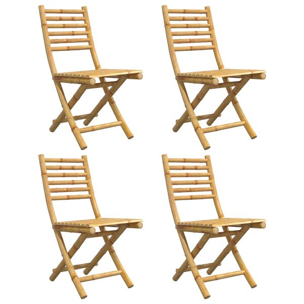 vidaXL Garden Chair Set of 4 Natural Bamboo Bamboo Compact Foldable