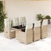 vidaXL 7 Piece Patio Bistro Set with Cushions Beige Poly Rattan