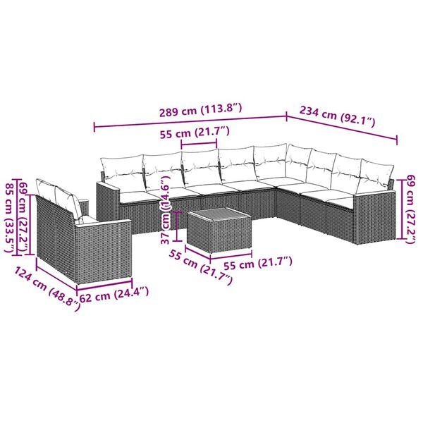 vidaXL Garden Sofa Set Black