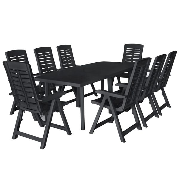 vidaXL Outdoor Dining Set Anthracite Plastic Foldable Outdoor Dining Set