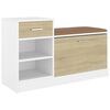 vidaXL Shoe Bench White and Sonoma Oak Engineered wood, MDF, faux leather