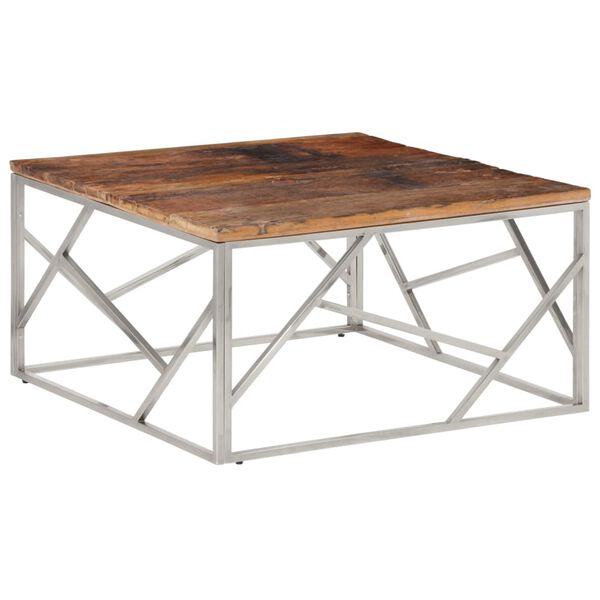 vidaXL Coffee Table Silver and Natural Wood
