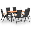 vidaXL Dining Set Black and Brown PE Rattan, WPC, Aluminium Medium