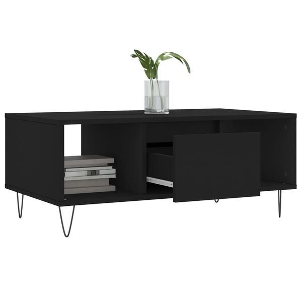 vidaXL Coffee Table Black Engineered Wood, Metal Medium Coffee Table