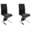 vidaXL Dining Chair Set of 2 Black Chrome-plated iron, Faux leather