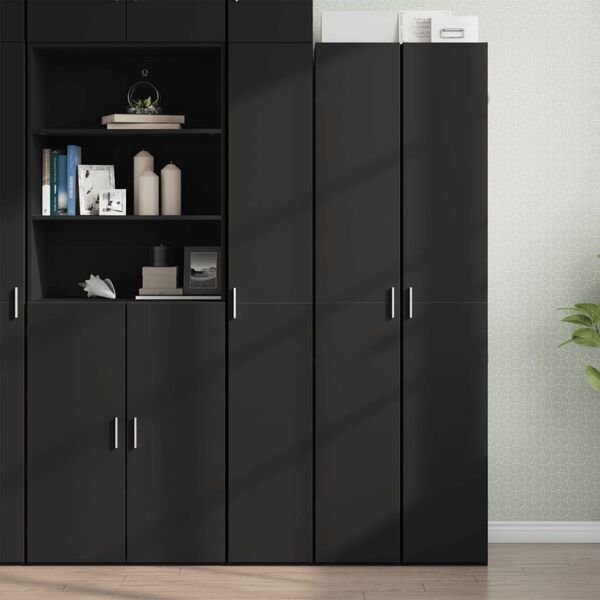 vidaXL Highboard Black 11.8"x16.7"x72.8" Engineered Wood