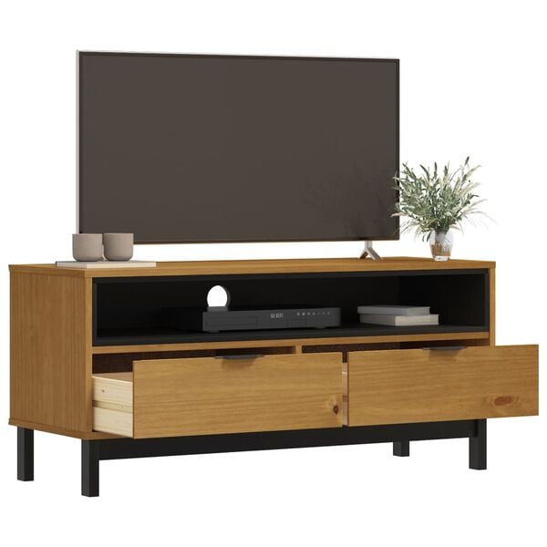 vidaXL TV Cabinet Oak finish Solid pine wood, plastic