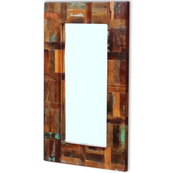 vidaXL Mirror Multicolor Reclaimed wood and glass 31.5 x 19.7 in