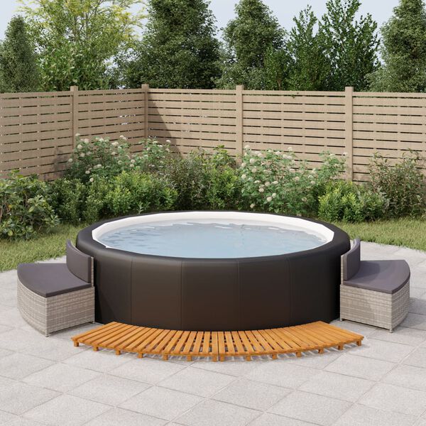 vidaXL Hot Tub Surround Gray Poly Rattan and Solid Wood Acacia