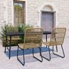 vidaXL Dining Set Oak and Black Poly Rattan, Powder-Coated Steel, Glass