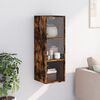 vidaXL Wall Cabinet Smoked oak Engineered wood, glass 13.8x14.6x39.4 in