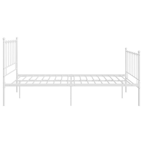 vidaXL Bed Frame without Mattress White Metal 120 x 78.7 "