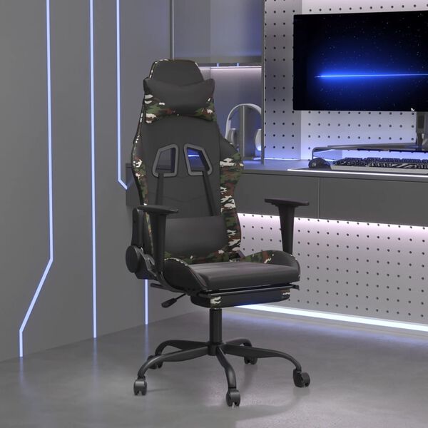 vidaXL Gaming Chair Black and Camouflage
