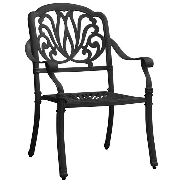 vidaXL Garden Chair Set of 2 Black Cast Aluminum Standard Durable