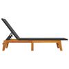 vidaXL Sun Lounger Black and Brown PE rattan, solid acacia wood, steel