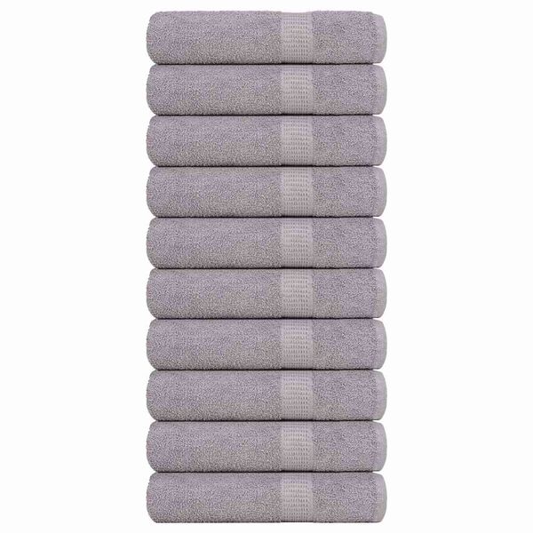 vidaXL Bath Towel Set of 10 Gray 100% Cotton 39.4 x 59.1 in Bath Towel