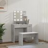 vidaXL Dressing Table Set With LED Concrete grey Engineered wood Medium
