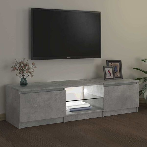 vidaXL TV Cabinet with LED Lights Concrete Grey 55.1x15.7x14.2"